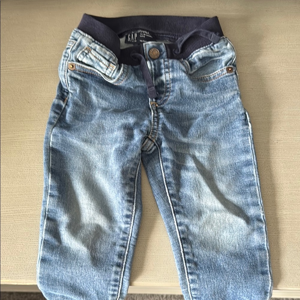 GAP Blue Jeans with Elastic Waistband and Straight-Leg Fit